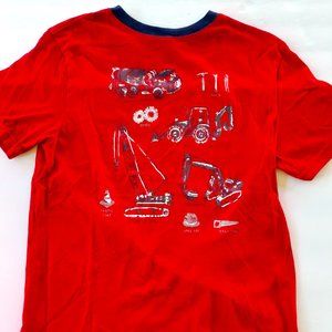 Gymboree Boys T-Shirt Red Construction Vehicles Short Sleeve Large 10-12